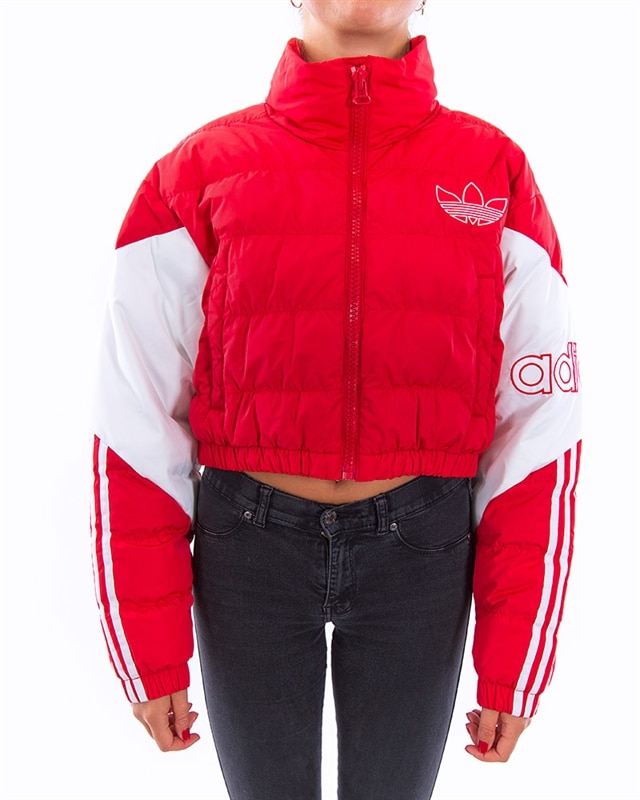 adidas originals cropped puffer jacket in red
