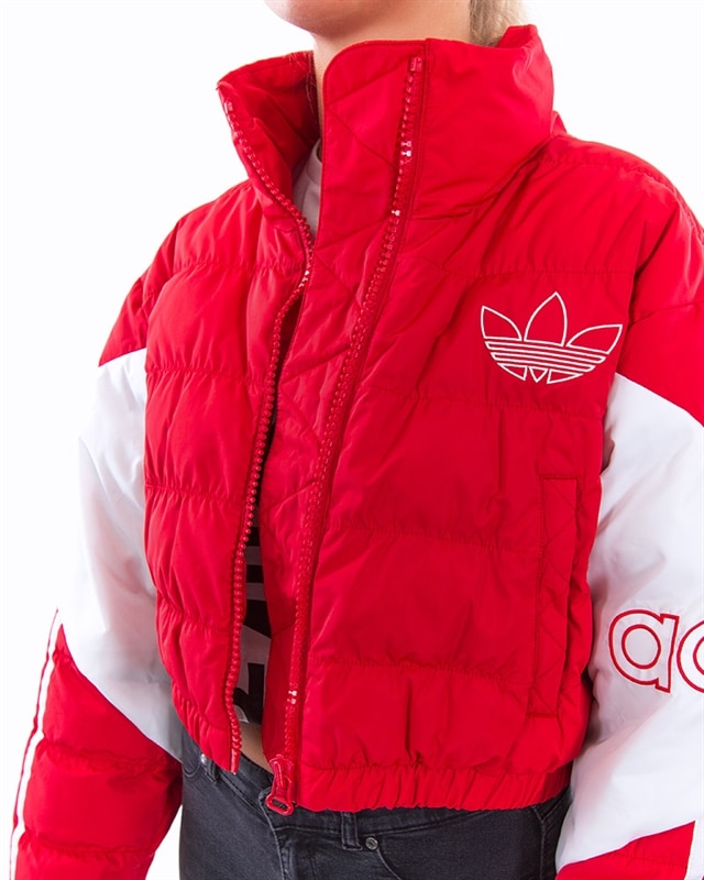 adidas originals cropped puffer jacket in red