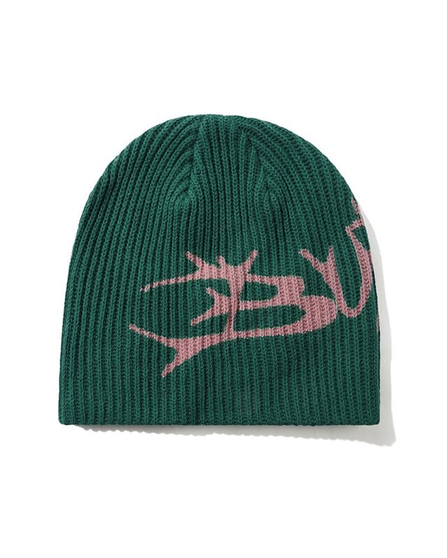 Butter Scrawling Skully Beanie (BG254822-FOREST)