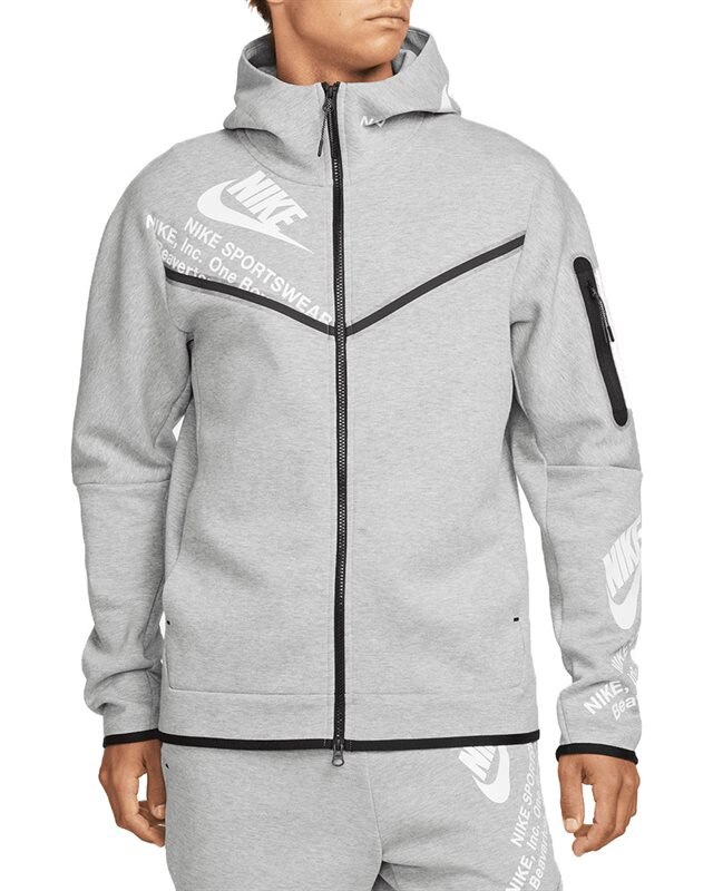 Nike Sportswear Tech Fleece Graphic Full Zip Hoodie | DM6474-063 | Gray ...