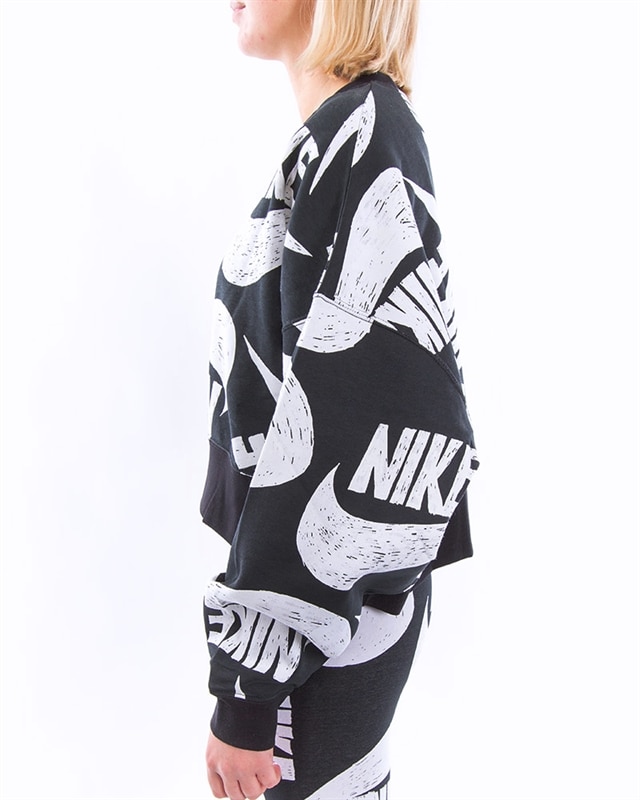 nike women's printed fleece crew