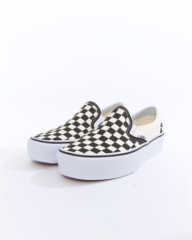 platform checkered slip on vans