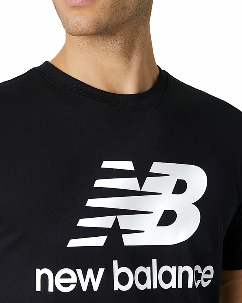 New Balance Stacked Logo Tee | MT01575BK | Black | Clothes | Footish