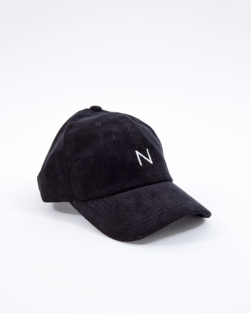 black corduroy baseball cap