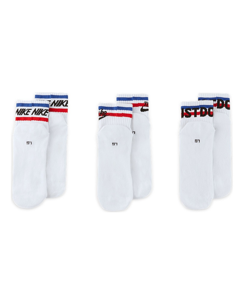 Nike Everyday Essential Ankle Socks (3 Pairs) | DX5080-100 | White ...